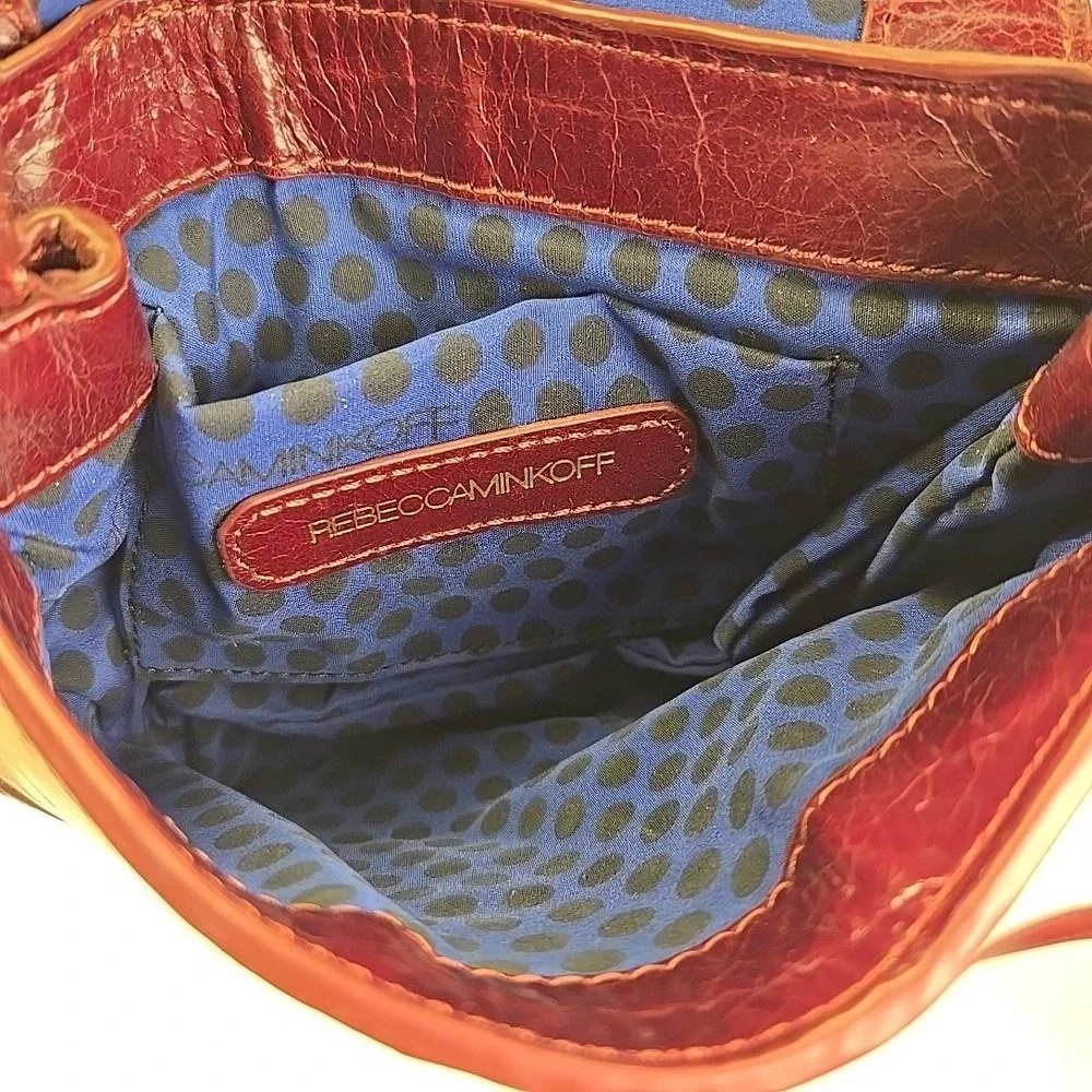 Rebecca Minkoff Leather Crossbody Bag Burgundy Gold Hardware Small Purse 8x7x20